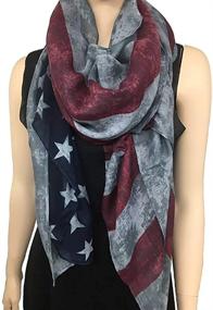 img 1 attached to LRRH Vintage American Flag Scarf - Unisex Fashion Premium Patriotic Infinity Shawl Scarf in Red, Khaki, and Blue