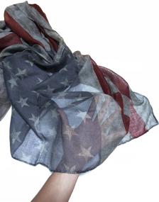 img 2 attached to LRRH Vintage American Flag Scarf - Unisex Fashion Premium Patriotic Infinity Shawl Scarf in Red, Khaki, and Blue