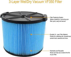 img 1 attached to High-Quality Replacement Shop Vac Filter for Ridgid VF3500 3-4.5 Gallon Portable Vacuums - Captures Fine Dust and Dirt - Wet/Dry Vacuum Filter - Pack of 2