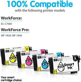 img 2 attached to 🖨️ Smart Ink Remanufactured Ink Cartridge Replacement for Epson 812 XL 812XL T812XL - Compatible with Workforce Pro WF-7820 WF-7840 and EC-C7000 (BK & C/M/Y, 4 Combo Pack)