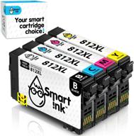 🖨️ smart ink remanufactured ink cartridge replacement for epson 812 xl 812xl t812xl - compatible with workforce pro wf-7820 wf-7840 and ec-c7000 (bk & c/m/y, 4 combo pack) logo
