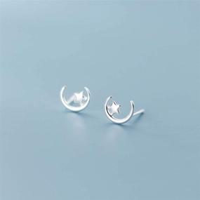 img 1 attached to 🌙 Sterling Silver Moon and Star Stud Earrings for Women and Teen Girls - Minimalist, Dainty, and Sweet Wedding Jewelry - High Polish Ear Piercing Studs - Perfect Gifts for Christmas, Thanksgiving, and Special Occasions