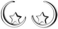 🌙 sterling silver moon and star stud earrings for women and teen girls - minimalist, dainty, and sweet wedding jewelry - high polish ear piercing studs - perfect gifts for christmas, thanksgiving, and special occasions logo