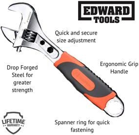 img 1 attached to 🔧 Ключ регулируемый профессиональный Edward Tools - углеродистая сталь для точной настройки - Crescent Pro Grip для оптимального рычага - регулируемая ширина с фиксацией - длинная рукоятка спанера (8 дюймов)