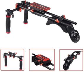 img 3 attached to 🎥 Aluminium Sunrise Portable Shoulder Stabilizer Set with Mount Slider, Dual Handgrip, Shoulder Pad, and 5 pcs of 15mm Rods for Enhanced Stability – Ideal for DSLR Video Cameras and DV Camcorders