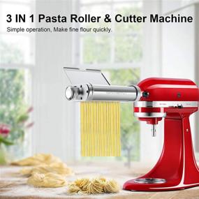 img 2 attached to 🍝 Pasta Maker Attachment Set 3-in-1 for KitchenAid Stand Mixers, Stainless Steel Pasta Machine Accessories Including Pasta Sheet Roller, Spaghetti Cutter, Fettuccine Cutter By WANJIALE+