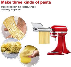 img 3 attached to 🍝 Pasta Maker Attachment Set 3-in-1 for KitchenAid Stand Mixers, Stainless Steel Pasta Machine Accessories Including Pasta Sheet Roller, Spaghetti Cutter, Fettuccine Cutter By WANJIALE+