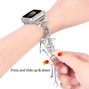 img 2 attached to Dilando Charms Bands Compatible With Apple Watch Bracelet Bling 38Mm 40Mm With Diamond Case Women Dressy Metal Strap For Iwatch Series SE 6 5 4 3 2 1 Adjustable Stainless Steel Silver (38Mm)