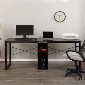 img 2 attached to 🖥️ SOGESFurniture 78-Inch Large Dual Desk Workstation with Storage for Home Office, Black BHUS-LD-H01-BK