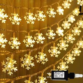 img 4 attached to 🎄 100 LED Snowflake Christmas Lights by Joiedomi (8 Modes) - 35.9 ft Snowflake String Lights for Christmas Garden, Patio, Bedroom, Party Decor - Indoor/Outdoor Celebration Lighting