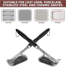 img 1 attached to 🔥 Arssilee Grill Cleaning Brush - Premium Stainless Steel BBQ Cleaner with Sturdy Woven Wire Bristles and Non-Slip Handle: Ultimate Charcoal Grill Cleaning Tool & Barbecue Accessory