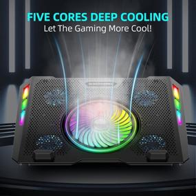 img 3 attached to 💻 Ice Coorel Gaming Laptop Cooling Pad 15-17 inch - Superior RGB Laptop Cooler Stand with 5 Height Adjustable Settings and Powerful Cooling Fans - Two Built-in USB Ports