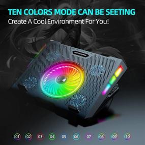 img 2 attached to 💻 Ice Coorel Gaming Laptop Cooling Pad 15-17 inch - Superior RGB Laptop Cooler Stand with 5 Height Adjustable Settings and Powerful Cooling Fans - Two Built-in USB Ports