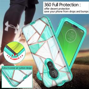 img 3 attached to 📱 Hekodonk Marble Mint Case with Built-in Screen Protector - Full Body Protection for Moto G7 Power/Supra/G Power 7th gen - Shockproof & Anti-Scratch Heavy Duty Cover