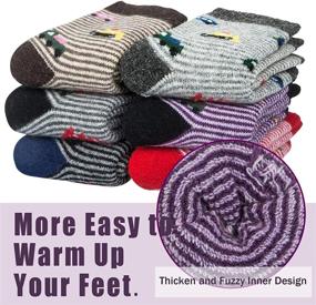 img 1 attached to 🧦 Cozy and Warm: 6 Pack Kids Wool Socks for Winter - Girls & Boys