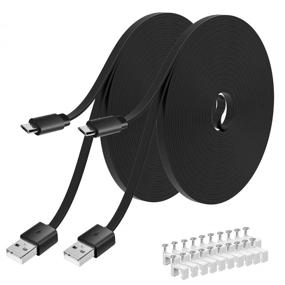 img 4 attached to 🔌 MOYEEL 2-Pack 40FT Flat Power Extension Cable for Wyze Cam & Wyze Cam Pan, Yi Camera, NestCam Indoor, Blink XT Camera, Netvue Cam, USB to Micro USB Charging Cord for Home Security Camera