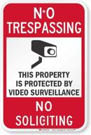 📹 video surveillance sign for occupational health & safety products with no trespassing feature logo