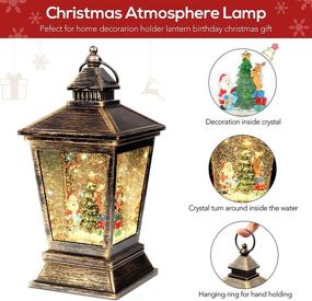 img 2 attached to 🎅 [Upgraded 2022] Christmas Snow Globe Lantern with Snowman | Battery Operated Lighted | Swirling Water Glittering Globe | Xmas Home Decor Tabletop Lanterns | Christmas Decoration and Gift