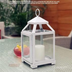 img 1 attached to 🏮 Hosley 12.50 Inch High White Clear Glass and Iron Lantern: The Perfect Gift for Festivities, Parties, Weddings, Aromatherapy, and LED Spa Settings O5