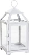 🏮 hosley 12.50 inch high white clear glass and iron lantern: the perfect gift for festivities, parties, weddings, aromatherapy, and led spa settings o5 логотип