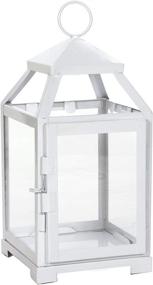 img 4 attached to 🏮 Hosley 12.50 Inch High White Clear Glass and Iron Lantern: The Perfect Gift for Festivities, Parties, Weddings, Aromatherapy, and LED Spa Settings O5