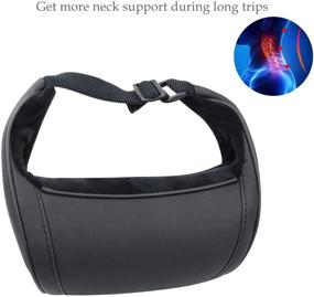 img 2 attached to 🚗 AMI PARTS Car Neck Support Pillow: Luxurious Soft Leather Headrest for Tesla with Adjustable Strap (1 Unit, Black with Black Stitching)