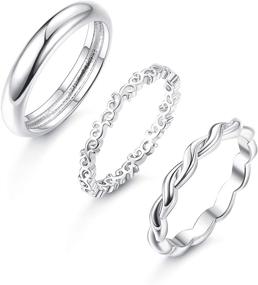 img 4 attached to 💍 Udalyn Stackable Stainless Steel Rings for Women, Celtic Knot Heart Engagement Bridal Sets - Eternity Milgrain Infinity Ring, Size 5-9