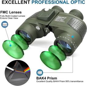 img 1 attached to 🔭 NOCOEX 10x50 Marine Binoculars for Adults with Rangefinder Compass, Military Grade Waterproof and Fogproof Optics - Ideal for Navigation, Boating, Fishing, Water Sports, and Hunting
