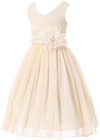 img 1 attached to 👗 Bow Dream Champagne Bridesmaids Dresses with V Neckline for Girls' Clothing