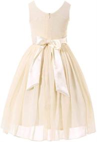 img 2 attached to 👗 Bow Dream Champagne Bridesmaids Dresses with V Neckline for Girls' Clothing