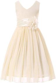 img 3 attached to 👗 Bow Dream Champagne Bridesmaids Dresses with V Neckline for Girls' Clothing