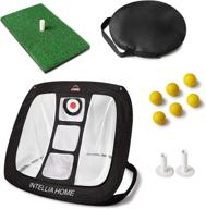 🏌️ golf chipping net and accessories - includes hitting mat, rubber tees, foam practice balls - indoor outdoor chip-shot target - backyard training game - non-slip turf - perfect gift for dad and men logo