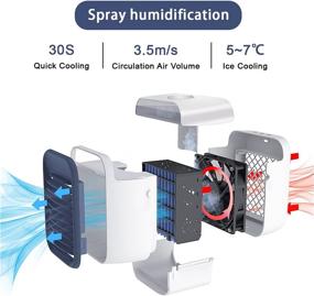 img 2 attached to 🌬️ Portable 3-in-1 Air Cooler Fan with Spray Humidification & 7 Colors LED Lights for Home Kitchen & Office