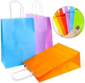 img 1 attached to 🎁 36 Piece Bright and Colorful Kraft Paper Gift Bags with String Handles - Ideal for Birthday Favors, Wedding and Party Celebrations supplies, Event Supplies - Available in 6 Vibrant Colors