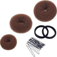 mudder 3 pieces donut bun maker set- effortlessly create chignon hair with large, medium, and small ring style bun makers (light brown) logo