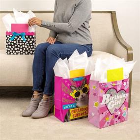 img 3 attached to 🎁 Hallmark Assorted Birthday Gift Bag Bundle: Pink Cat, Polka Dots, Heart (Pack of 3)