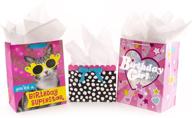 🎁 hallmark assorted birthday gift bag bundle: pink cat, polka dots, heart (pack of 3) logo