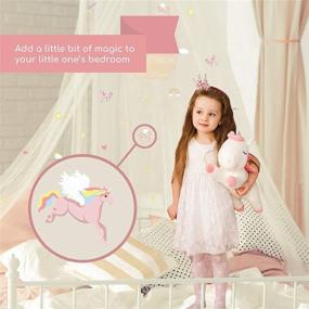 img 2 attached to 🦄 Glow in The Dark Unicorn Bed Canopy with Stars and Rainbows - Ideal for Girls, Kids & Babies. Versatile Net Cover for Baby Cribs, Kid Beds, Girls' Beds, or Full Size Beds. Made of Fire Retardant Fabric in White.