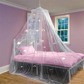 img 4 attached to 🦄 Glow in The Dark Unicorn Bed Canopy with Stars and Rainbows - Ideal for Girls, Kids & Babies. Versatile Net Cover for Baby Cribs, Kid Beds, Girls' Beds, or Full Size Beds. Made of Fire Retardant Fabric in White.
