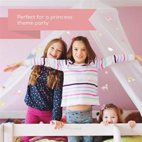 img 3 attached to 🦄 Glow in The Dark Unicorn Bed Canopy with Stars and Rainbows - Ideal for Girls, Kids & Babies. Versatile Net Cover for Baby Cribs, Kid Beds, Girls' Beds, or Full Size Beds. Made of Fire Retardant Fabric in White.