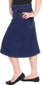 img 2 attached to 👗 Discover Kosher Casual: Women's Modest Knee Length A-Line Stretch Denim Skirt – 4-Pocket Style, No Slits!