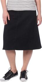 img 4 attached to 👗 Discover Kosher Casual: Women's Modest Knee Length A-Line Stretch Denim Skirt – 4-Pocket Style, No Slits!