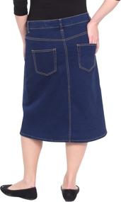 img 3 attached to 👗 Discover Kosher Casual: Women's Modest Knee Length A-Line Stretch Denim Skirt – 4-Pocket Style, No Slits!