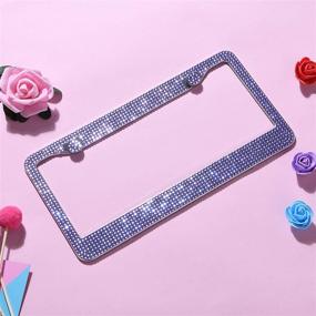 img 3 attached to 💎 Luxe Lavender Crystal Bling License Plate Frame: Exquisite Handcrafted Design with Premium Stainless Steel