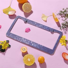 img 2 attached to 💎 Luxe Lavender Crystal Bling License Plate Frame: Exquisite Handcrafted Design with Premium Stainless Steel