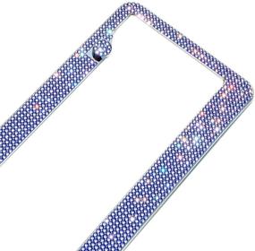 img 1 attached to 💎 Luxe Lavender Crystal Bling License Plate Frame: Exquisite Handcrafted Design with Premium Stainless Steel