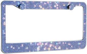 img 4 attached to 💎 Luxe Lavender Crystal Bling License Plate Frame: Exquisite Handcrafted Design with Premium Stainless Steel