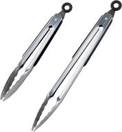 dragonn premium stainless-steel locking kitchen tongs set - 12-inch and 9-inch, pack of 2 🍴 - sturdy, heavy-duty tong set - ideal for cooking, grilling, barbecue - bbq accessories, silver, dn-kw-tg2s logo