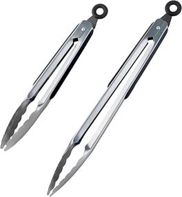 img 4 attached to DRAGONN Premium Stainless-Steel Locking Kitchen Tongs Set - 12-inch and 9-inch, Pack of 2 🍴 - Sturdy, Heavy-Duty Tong Set - Ideal for Cooking, Grilling, Barbecue - BBQ Accessories, Silver, DN-KW-TG2S