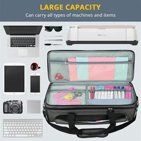 img 2 attached to 👜 Premium Grey Cricut Carrying Case with Double Layer Design - Protective Tote Bag for Cricut Explore Air, Air 2, Maker, Maker 3 & Accessories - Includes Cutting Mat Pocket - Lightweight & Durable (Bag only)
